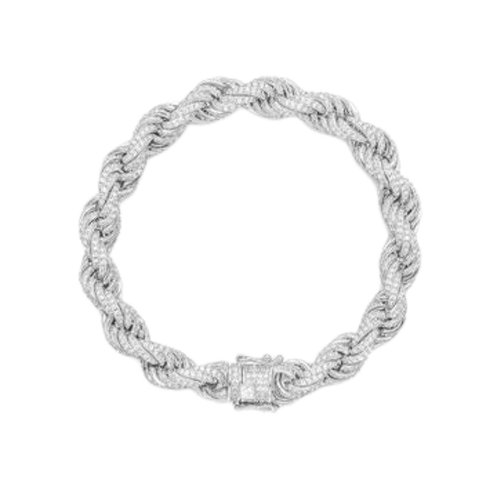 20" Rope Stone Studded Silver Chain - ShopSlver