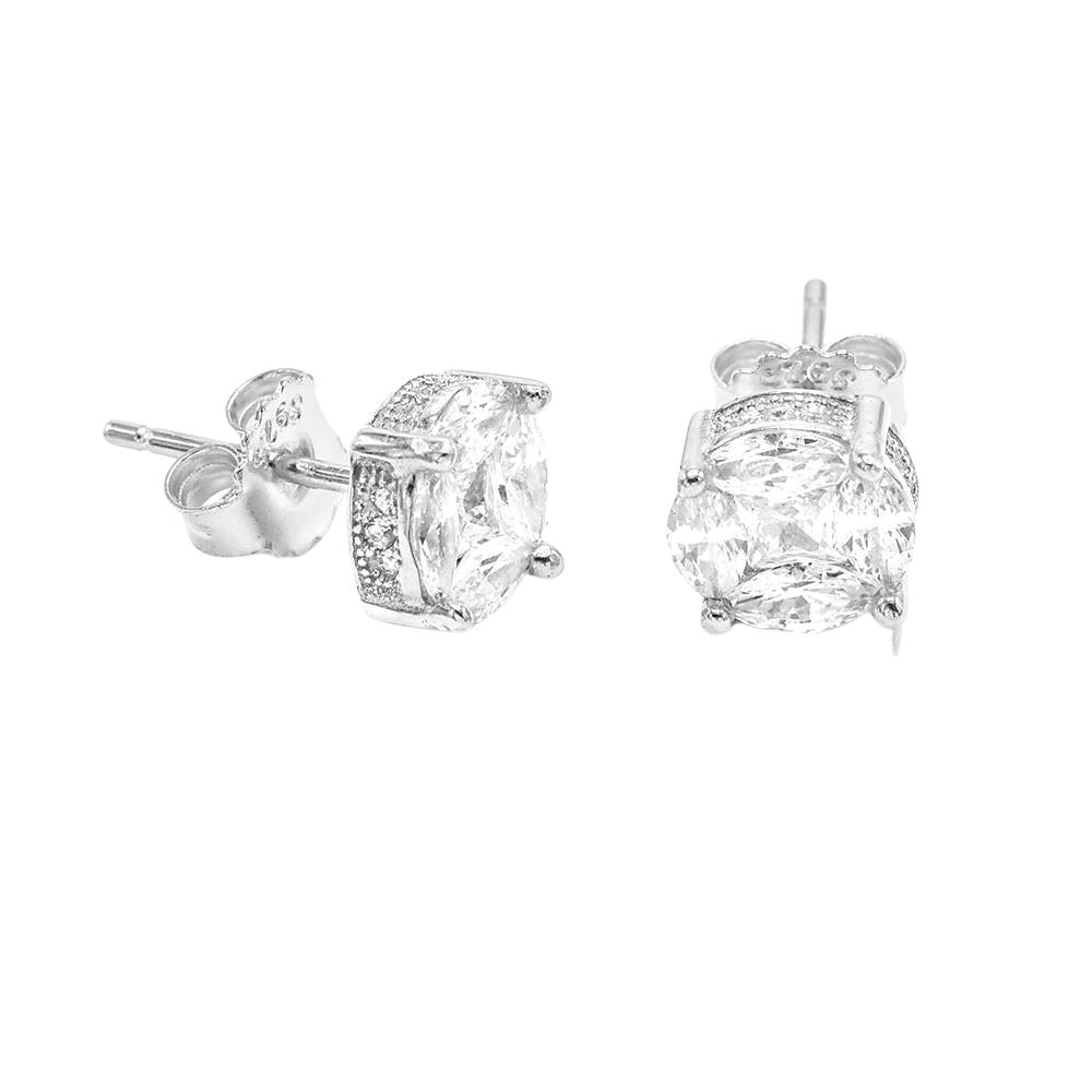7mm Stone Studded Silver Earring - ShopSlver