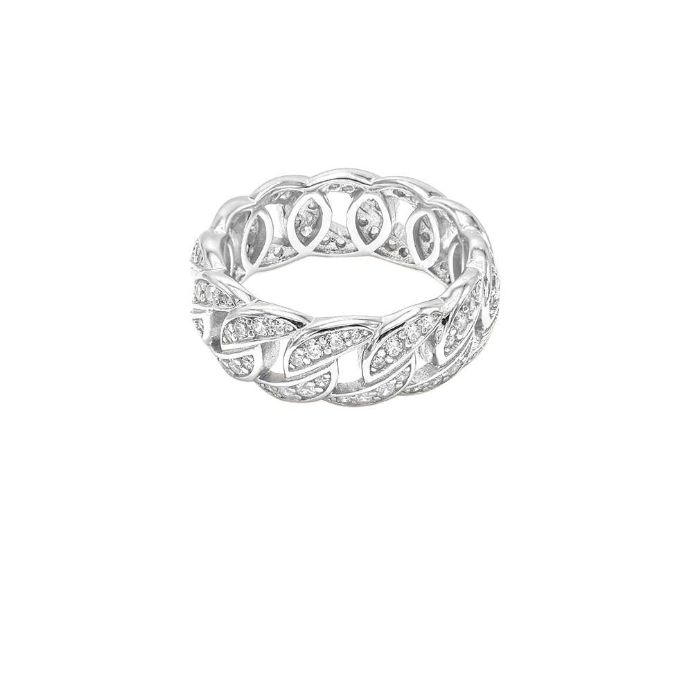 Diamond cz Studded 10mm Silver Ring - ShopSlver