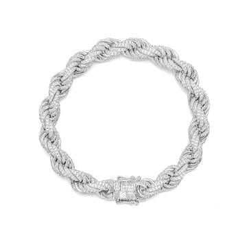 20" Rope Stone Studded Silver Chain - ShopSlver