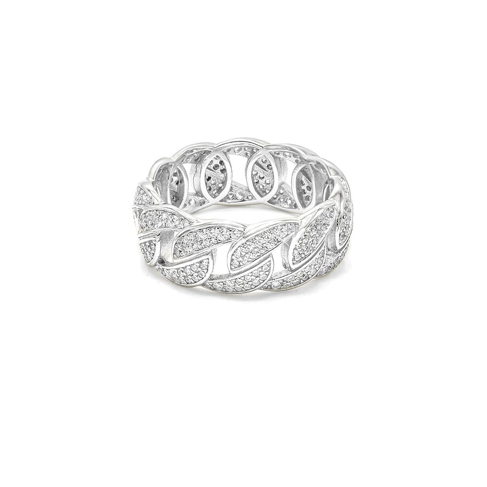 Diamond cz Studded 10mm Silver Ring - ShopSlver