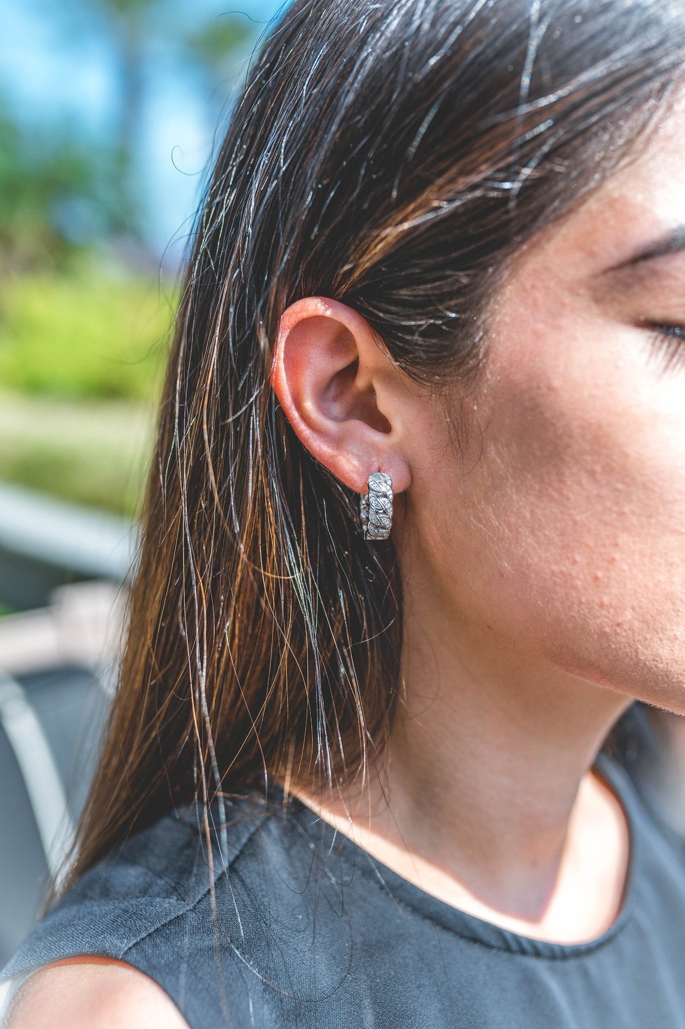 Diamond cz Studded Silver Earring - ShopSlver