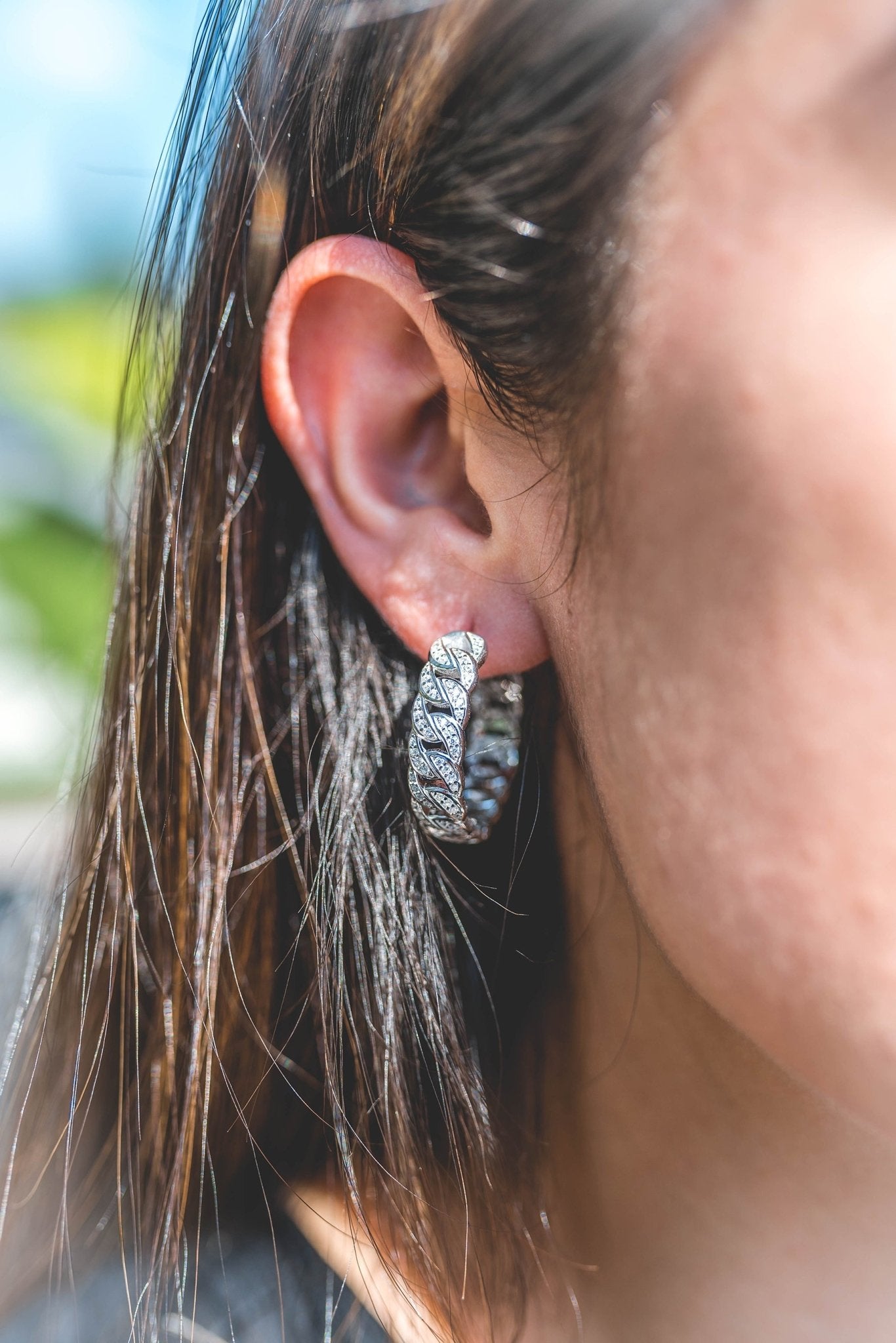 Diamond cz Studded Silver Earring - ShopSlver